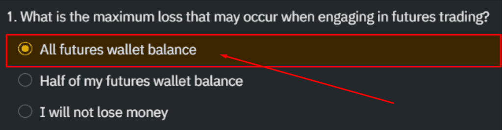 Binance Futures Quiz Answer Question 1