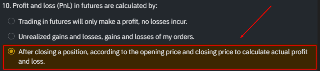 Binance Futures Quiz Answer Question 10