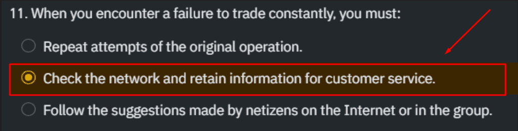 Binance Futures Quiz Answer Question 11
