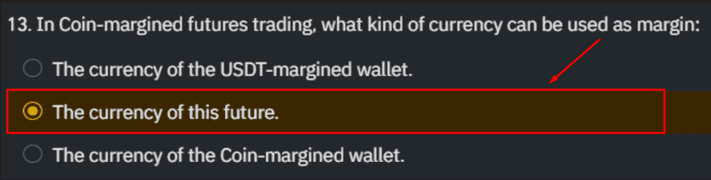 Binance Futures Quiz Answer Question 13