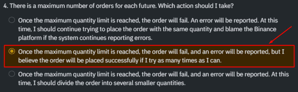 Binance Futures Quiz Answer Question 4