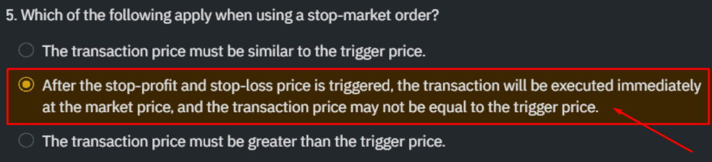 Binance Futures Quiz Answer Question 5