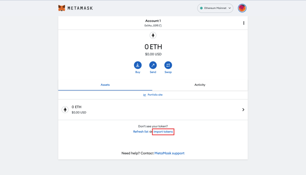 Import New Token To Metamask