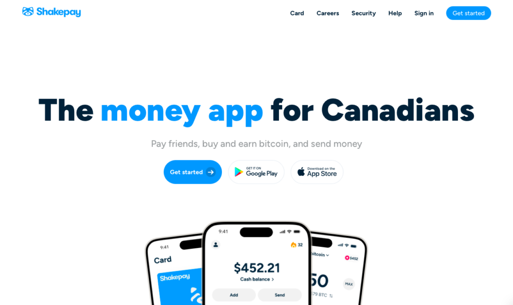 Shakepay Homepage